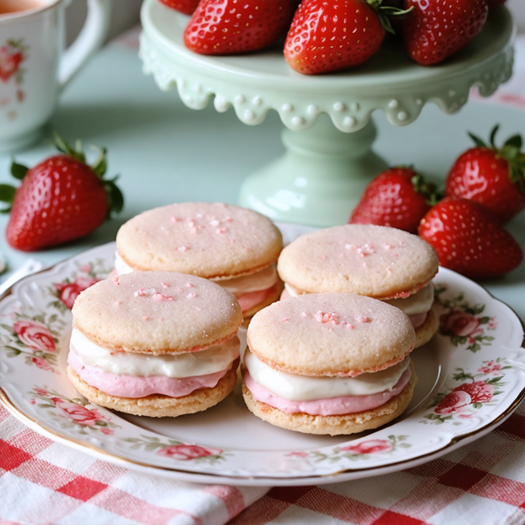 Strawberry Shortcake Cookie Sandwiches recipe