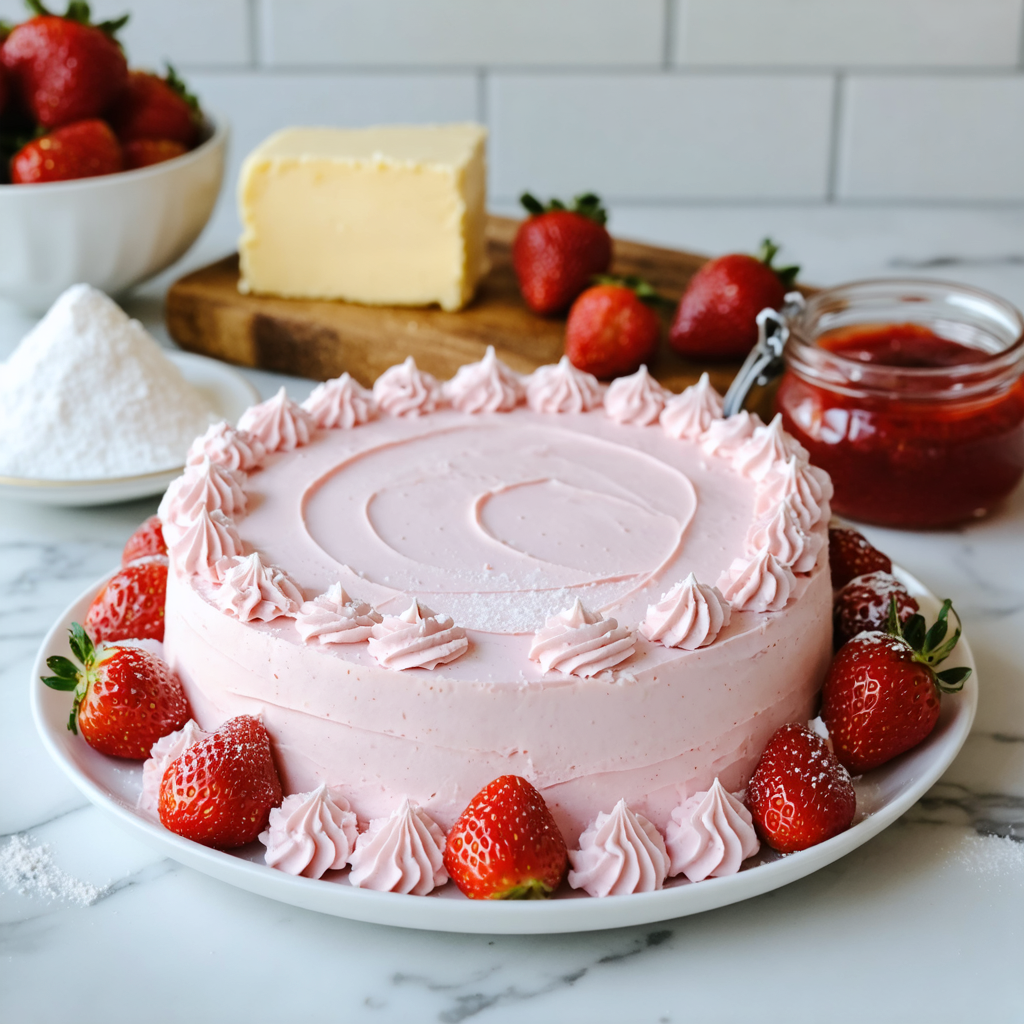 Strawberry Buttercream Filling. recipe