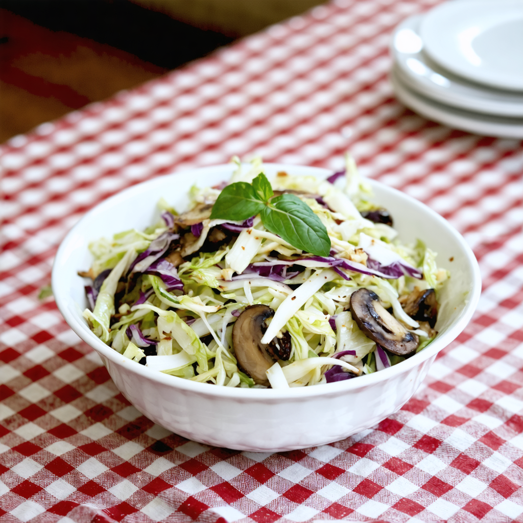 Spicy Cabbage and Mushroom Slaw recipe