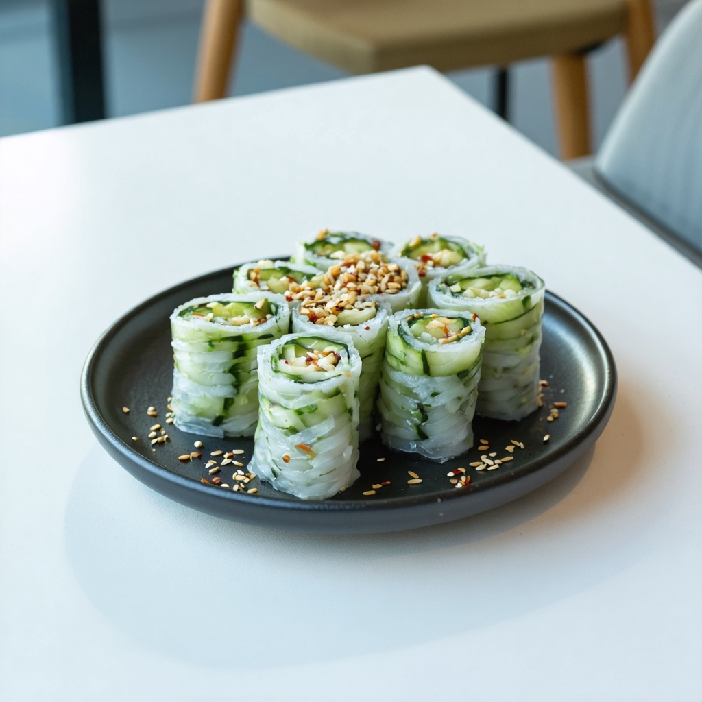 Spicy Marinated Cucumber Rolls recipe