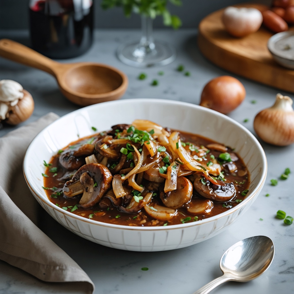 Red Wine Mushroom & Caramelized Onion Steakhouse Gravy recipe