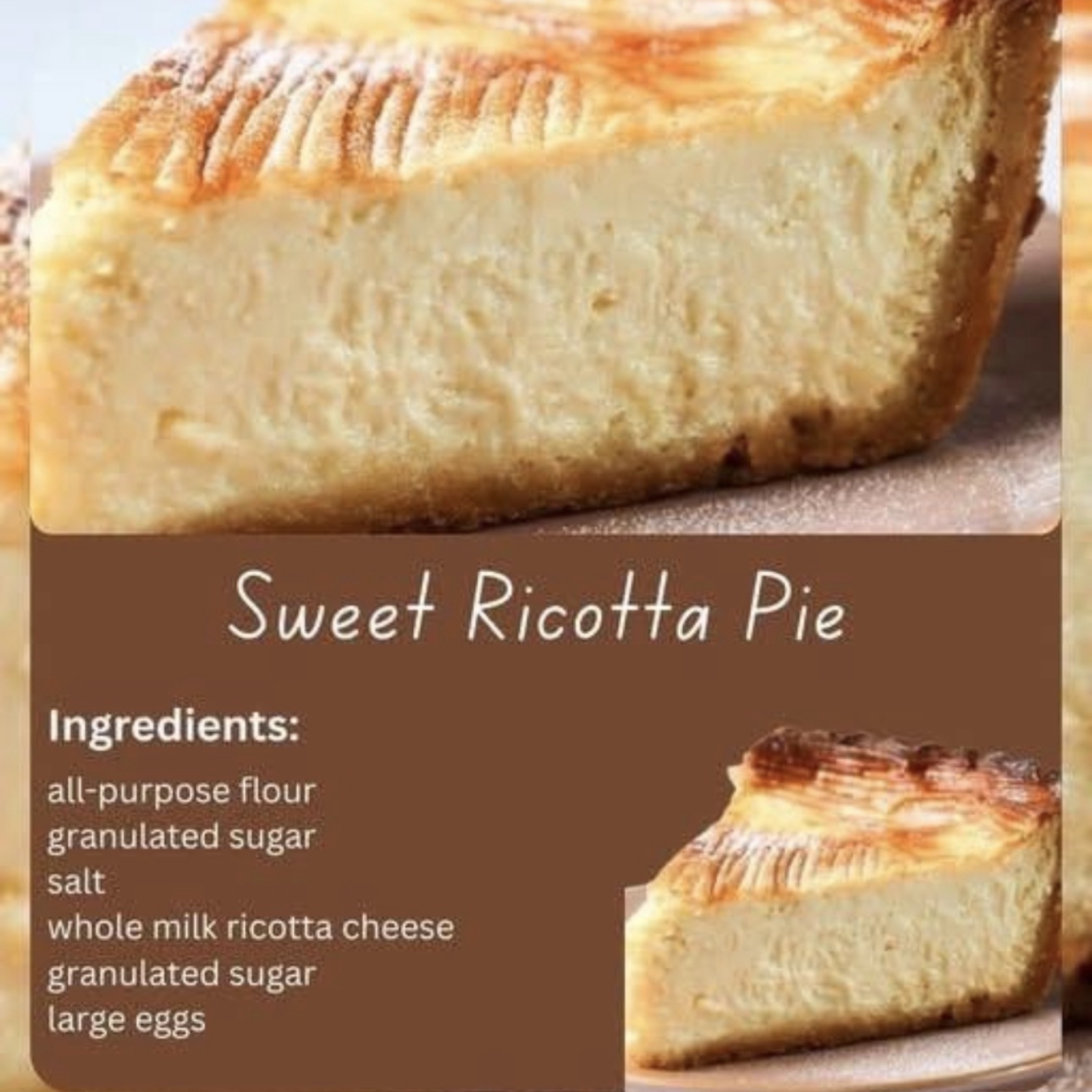 Ricotta Cheese Pie recipe