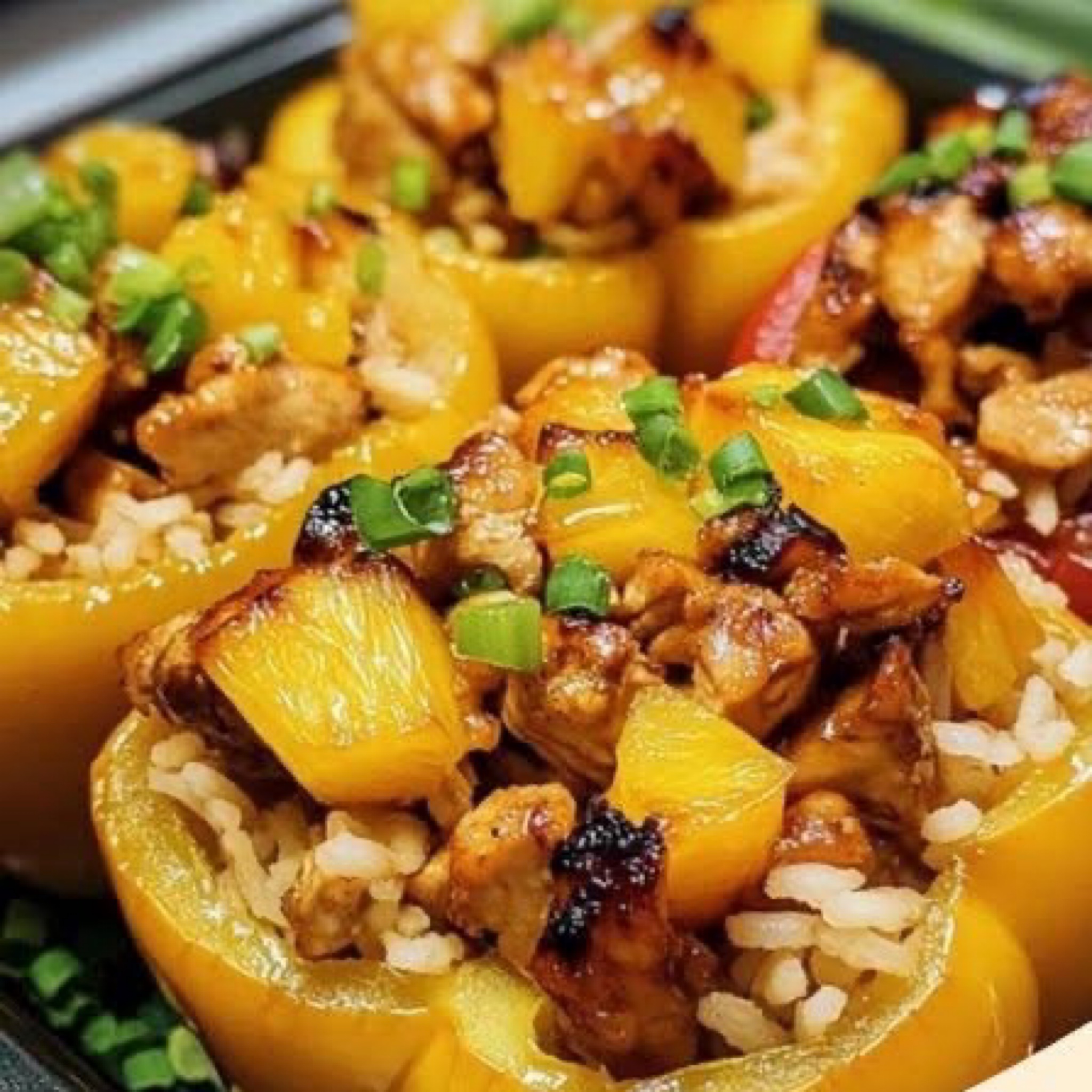 Teriyaki Pineapple Chicken & Rice Stuffed Peppers recipe