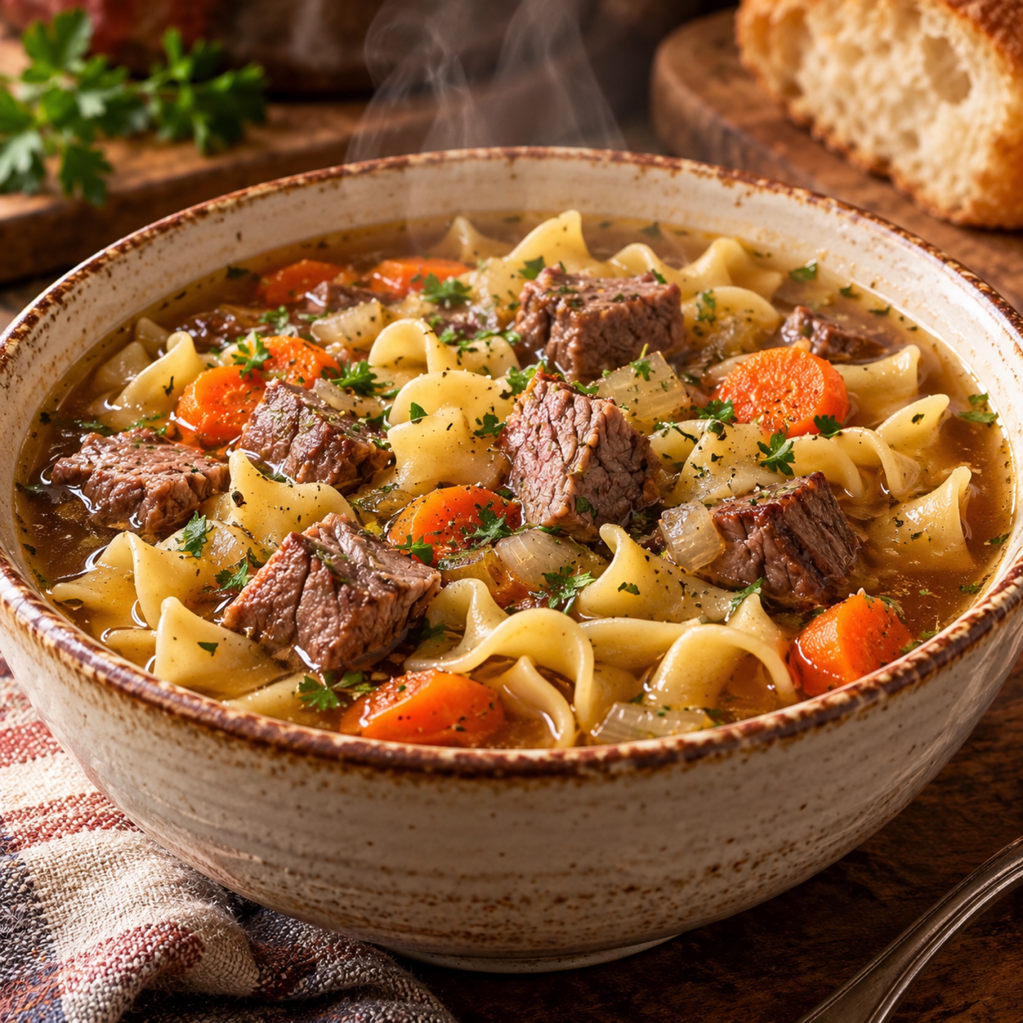 Prime Rib Beef & Noodle Soup recipe